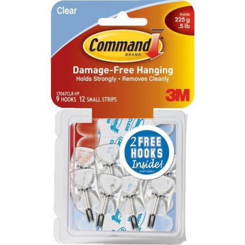 3M 17067CLR-VP-9PK Command Clear Wire Adhesive Hook-COMMAND CLR WIRE HOOK