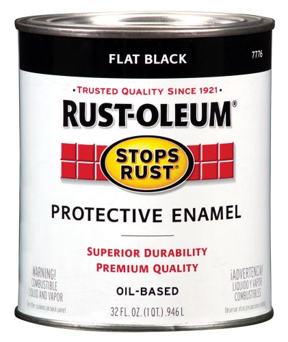Rustoleum 7776-502 Protective Enamel Oil Based Paint, Flat Black - 1 Quart