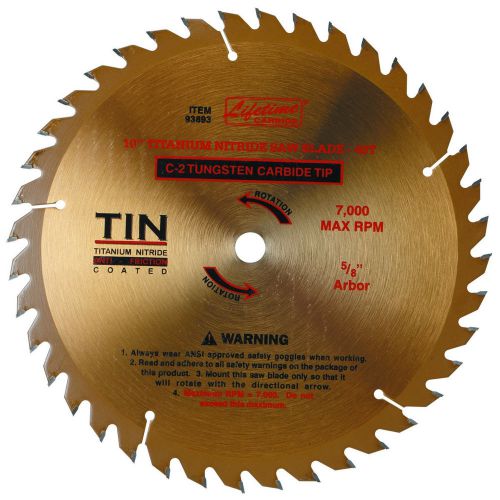 10 in., 40 Tooth Carbide Tipped Circular Saw Blade with Titanium Nitride Coating