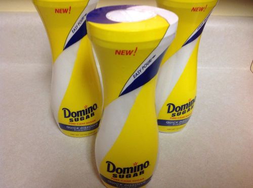 3 NEW Easy Pour Domino Pure Cane White Sugar-Quick Dissolve Superfine 12oz each