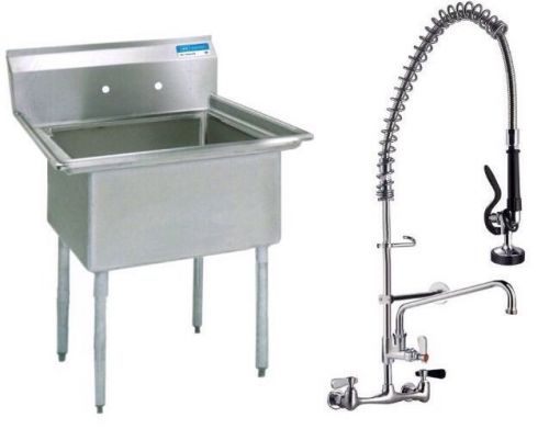 Commercial Stainless Steel (1) Compartment Sink 30 X 30 w/ Pre-Rinse Faucet NSF