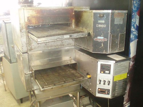 LINCOLN IMPINGER DOUBLE GAS CONVEYOR PIZZA OVEN PIZZERIA STOVE DETROIT W/ STAND