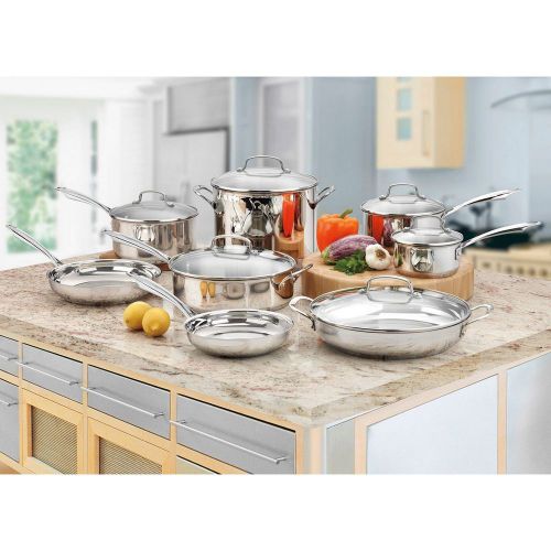 New Cuisinart Stainless Steel Cookware Set 14 Pots Pans Brand New