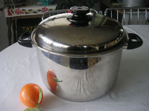 T304 Waterless Greaseless 12 Qt Stock Pot SS Pressure Control Lid Excellent Cond