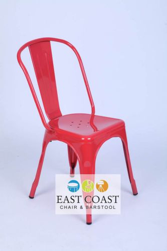 New Oversized Red Viktor Tolix-Style Steel Restaurant Chair