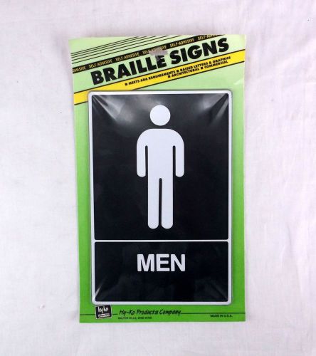 Mens Braille Restroom Sign 9&#034; x 6&#034; HY-KO Products DB-3 Self Adhesive Unopened