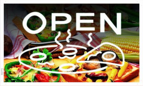 ba496 OPEN Pizza Display Cafe NEW NR Banner Shop Sign
