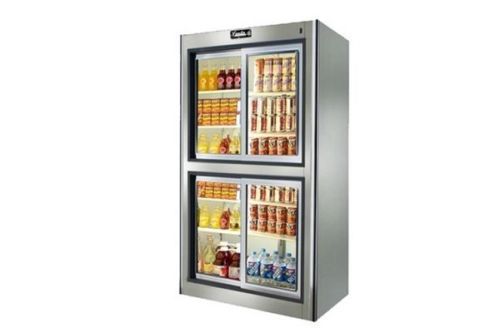 Leader esls38 commercial soda case two glass sliding door reach in refrigerator for sale