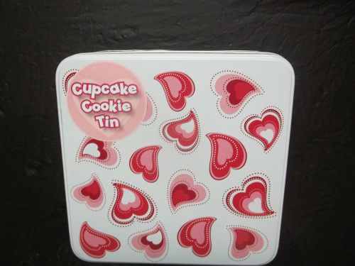 Valentines Cupcake &amp;Cookie Tin -Color White 7 1/2 by 71/2 inches