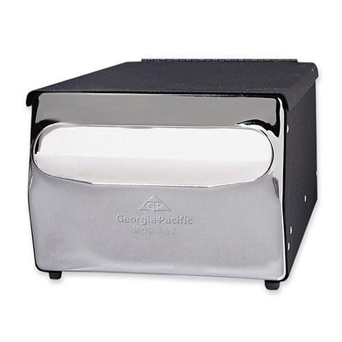 Georgia Pacific 51202 MorNap Black Chrome Cafeteria Model Napkin Dispenser