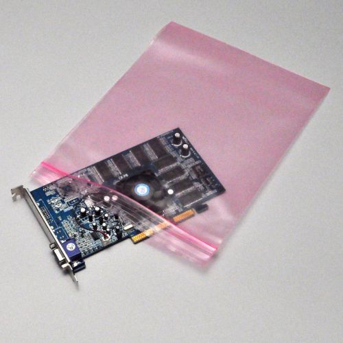 10  pink anti-static bags reclosable ziplock 4x6 4mm thick heavy duty antistatic for sale