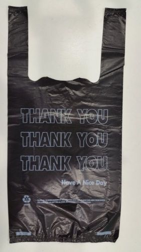 1500pcs Plastic Bag Black 8&#034;x4&#034;x15.5&#034; White &#034;Thank You&#034; Print