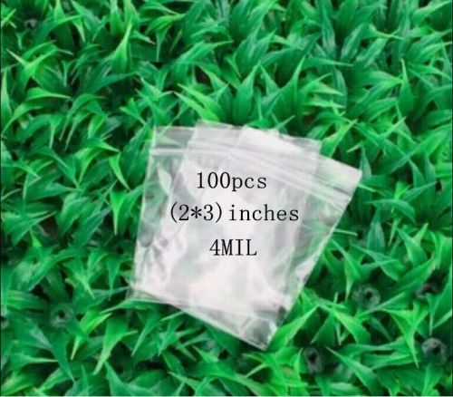 100 2&#034;x3&#034; ZIPLOCK BAGS Clear 4MIL Small POLY BAG RECLOSABLE BAGS Plastic Baggies