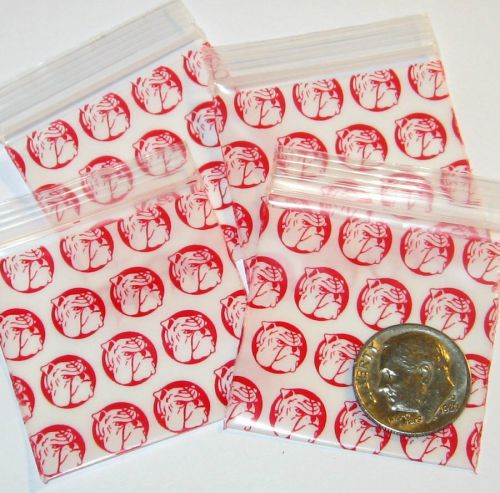 Red Bulldogs 200 Baggies 1.5 x 1.5&#034; small ziplock bags 1515 Apple Brand