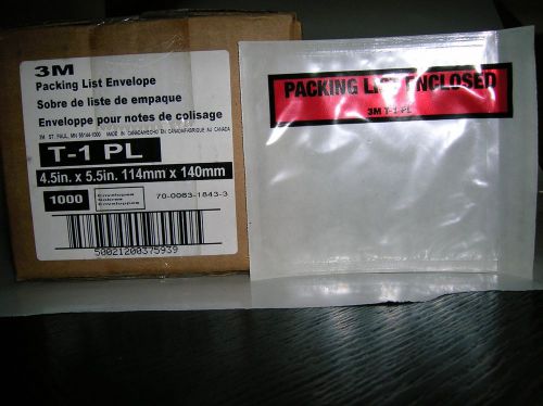 3M PACKING LIST ENVELOPES #T-1 PL 4.5&#034; X 5.5&#034; PACKING LIST ENCLOSED box of 1000