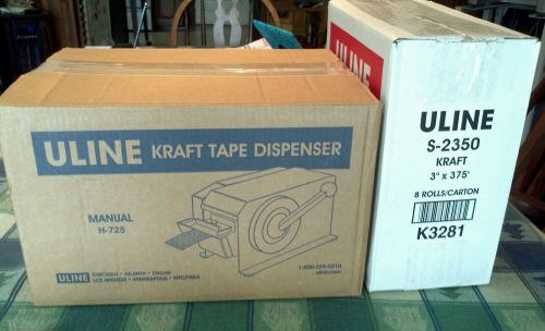 Uline industrial kraft tape dispenser h725 w/ 8 tape s-2350 packing package tape for sale
