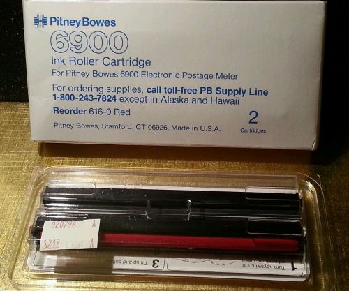 NEW 2-Pack Ink Cartridges for Pitney Bowes 6900 Postage Meter in RED - Sealed