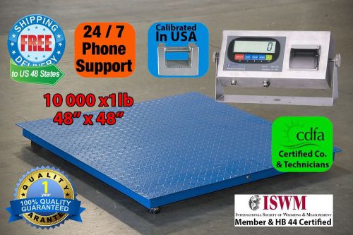 New 10000 lb/1lb 48&#034;x48&#034; Floor Scale / Pallet Scale / with SS Printing Indicator