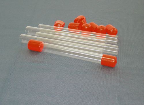 5 Qty. 3/4&#034; x 12&#034; L Clear Plastic Packing Storage or Shipping Tube W/Caps