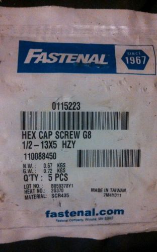 3 each fastenal hex head cap screw 1/2&#034; -13x5&#034;  NEW