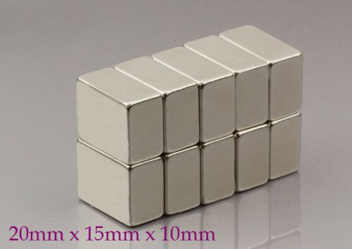 10pc Neodymium Magnet BLOCK 20mm x 10mm x 15mm N50 VERY STRONG