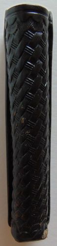 Black leather basketweave style dutyman model 3921 police flashlight holder for sale