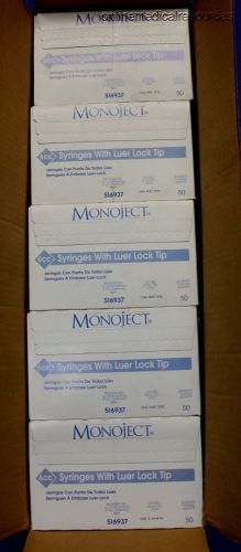 Monoject 6 ml / cc syringes luer lock tip sterile case of 500 516937 for sale