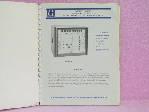 NH Research Manual 6120 AC Power Source Instruction Manual w/Schematics