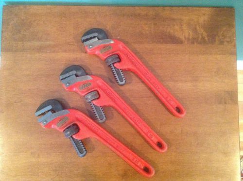 3 RIDGID HEAVY DUTY PIPE WRENCHES all 10&#034; EXCELLENT