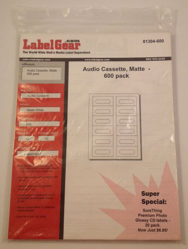Audio Cassette Labels Matte - 600 Pack  81304-600 Label Gear