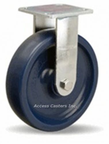 R-528-UYB 8&#034; x 2&#034; Hamilton Medium Duty Rigid Plate Caster, Blue Elastomer Wheel