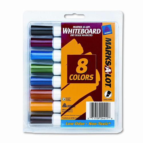 Desk Style Dry Erase Markers, Chisel Tip, Assorted, 8/Set