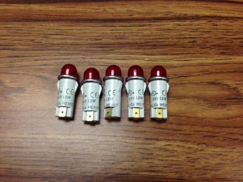 Solico Red Round Indicator Light Incandescent 28V 1.2W Lot of 5 (Pcs)