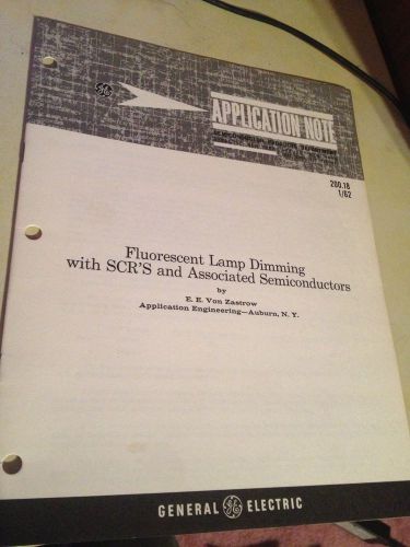VINTAGE GENERAL ELECTRIC APPLICATION NOTE FLUORESCENT LAMP DIMMING SCR