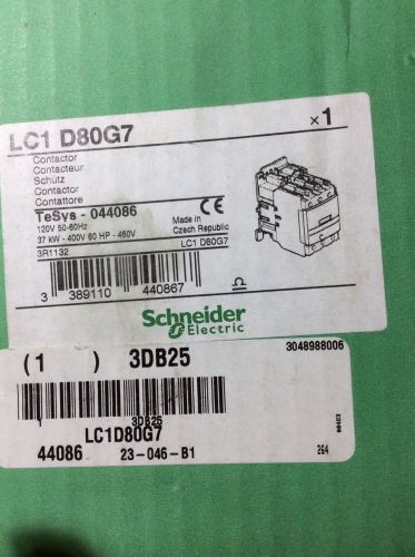 SCHNEIDER ELECTRIC LC1 D80G7 NEW NON-REVERSING CONTACTOR LC1D80G7
