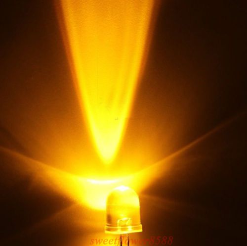 50 10mm 8000mcd LED Lamp Ultra Bright Yellow Light DIY New