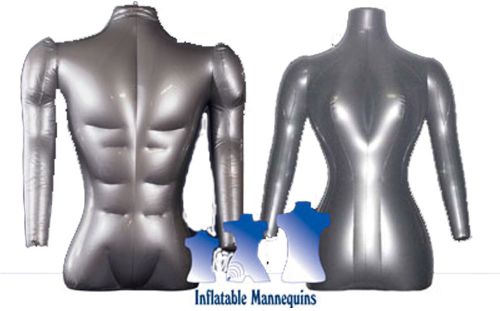 His &amp; her special - inflatable mannequin - torso forms with arms, silver for sale