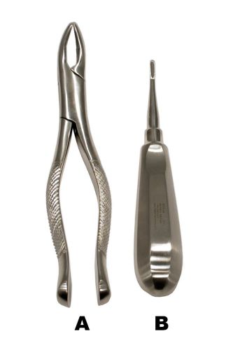 Veterinary Wolf Tooth Set - Elevator 301 &amp; 150 Extraction Forceps