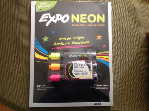EXPO Neon Magnetic Black Dry Erase Board with 3 Dry Earse Markers