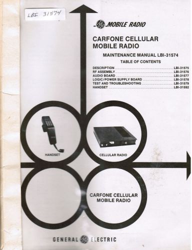 GE Manual #LBI- 31574 Carfone Cellular Mobile Radio 1986