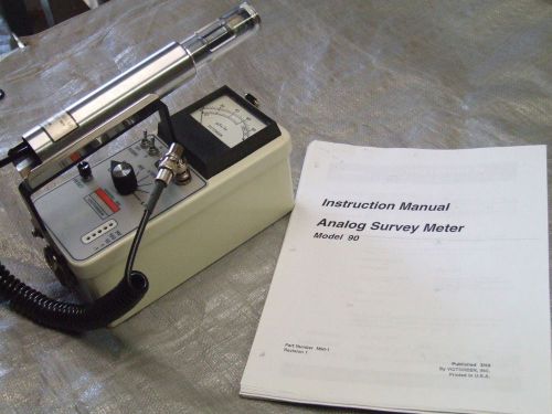 Victoreen Analog Survey Meter Geiger Counter Model 90 with probe and manual
