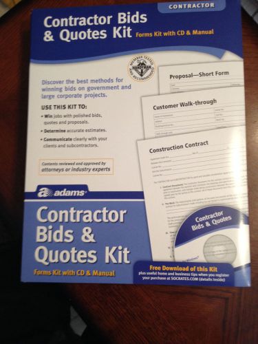 Contractor Bids and Quotes kit   Adams Legal forms w/CD and manual pk113