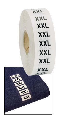 1&#034; x 2 3/4&#034; clothing size stickers -  500 adhesive strips - size &#034;xxl&#034; for sale