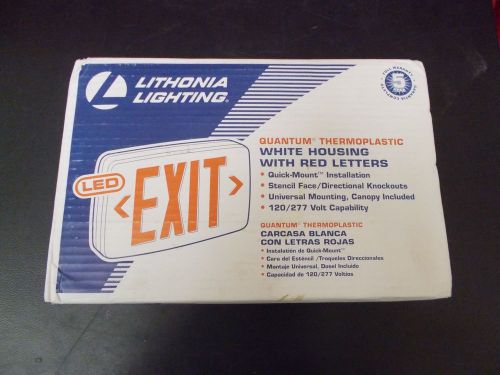 EXIT Lithonia Quantum Thermoplastic White  Red letters quick mount 120 277 volt