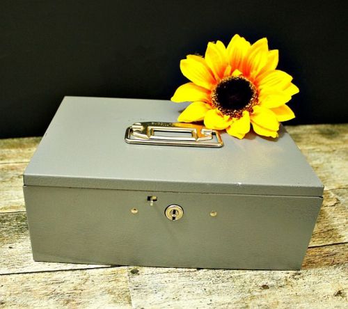 Vintage Buddy Products Gray Metal Cash Box Industrial Chic Decor Storage