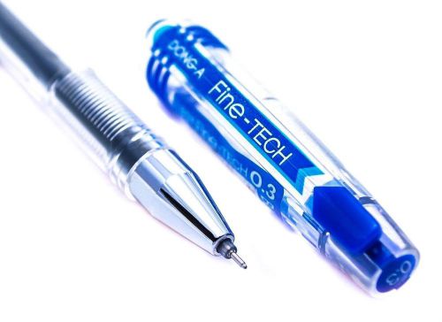 Dong-A Fine-Tech Gel Ink 0.3mm Blue Rollerball Pens 3 Count