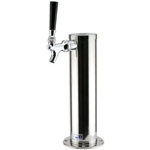 Single tap polished stainless steel draft beer kegerator tower - 3&#034; diameter for sale