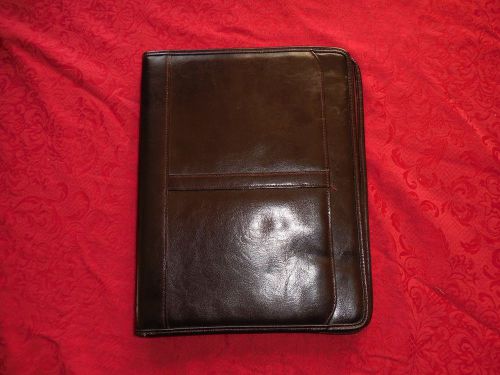 Red LEATHER DESIGN A DAY notepad holder 13 1/2&#034; Length Zippered