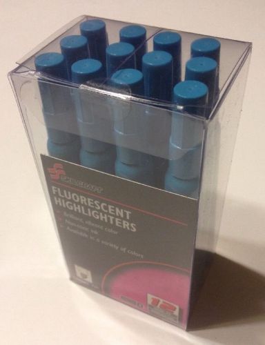 QTY 12 - Fluorescent Highlighters Chisel Tip Blue Skilcraft Neon NEW