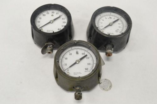 Lot 3 ashcroft assorted pressure gauge 0-22/30/60psi 1/2 in npt 4in dial b218643 for sale